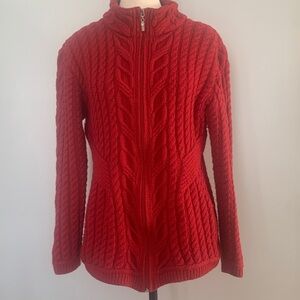 Aran Mór Red Merino Wool Sweater, Sz L
